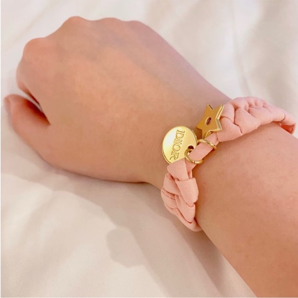 Dior Blush Pink Ribbon with Gold Star Accents - Choker , Bracelet - Picture 7 of 8